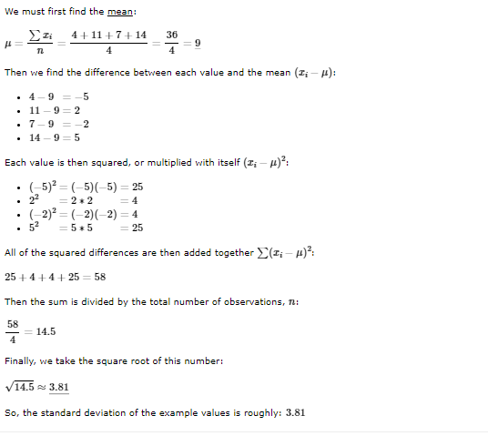 Learn Statistics Standard Deviation